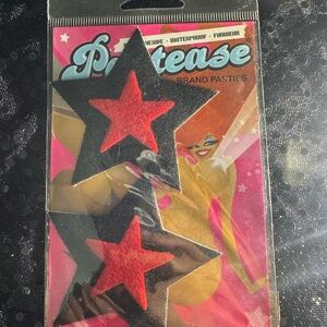 Pastease Star Pasties in Black and Red nipple covers